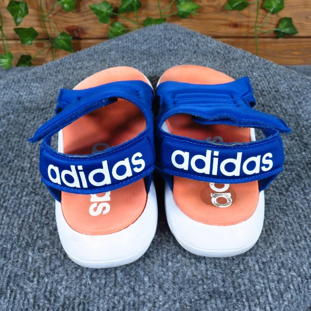 adidas Comfort‎ Kids Sandals Size 1 Athletic Summer Shoes Blue Orange EG2233